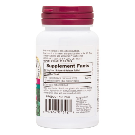 HERBAL ACTIVES Milk Thistle Extended Release 500mg 30tabs NATURES PLUS