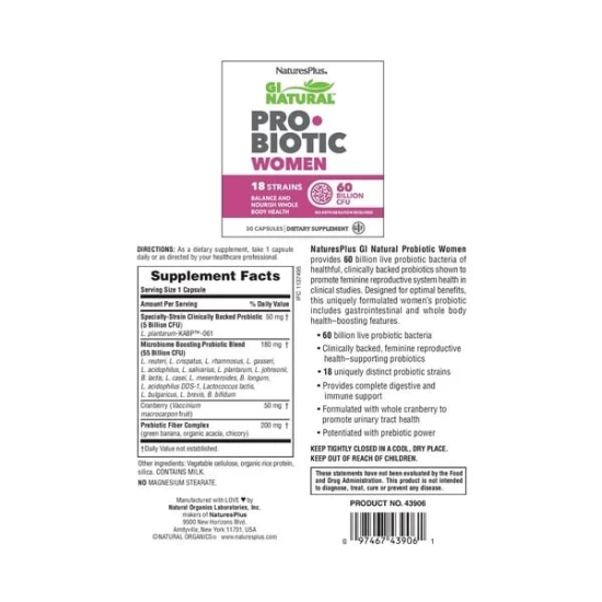 Probiotic Women 30caps Natures Plus