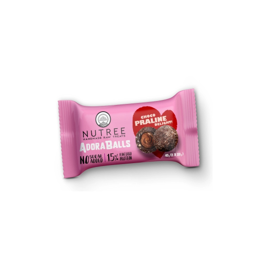 Adoraballs  πρωτεϊνικά μπαλάκια choco praline delight 40γρ Nutree Χ/ΓΛ