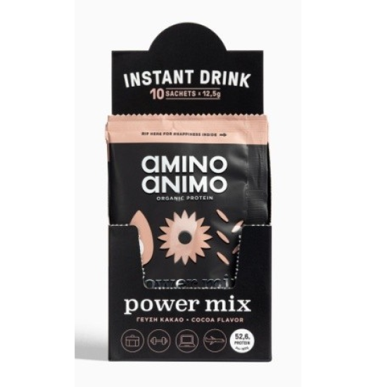 Φακελάκια Πρωτεΐνης Power Mix Κακάο Amino Animo 12,5gr Φακελάκια Πρωτεΐνης Power Mix Κακάο Amino Animo 12,5gr